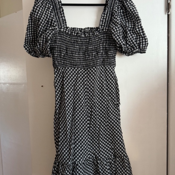 Ganni Gingham Checkered Midi Seersucker Dress - Picture 6 of 6